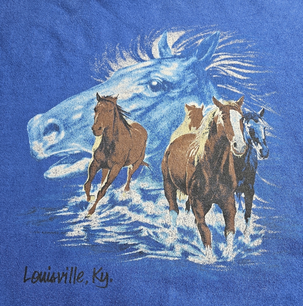 Kentucky Sweatshirt Vintage Blue Jerzees Tag Blue Louisville KY Horses - Picture 2 of 9